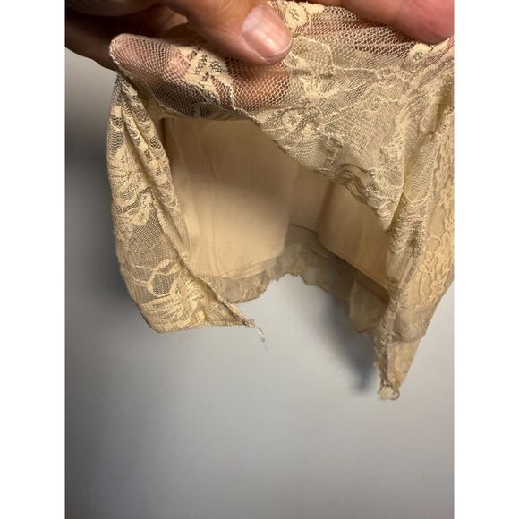 Roz & Ali XL Flutter Sleeve Tunic w lace overlay inTan/Brown/Peach/ Embellished - Picture 2 of 10